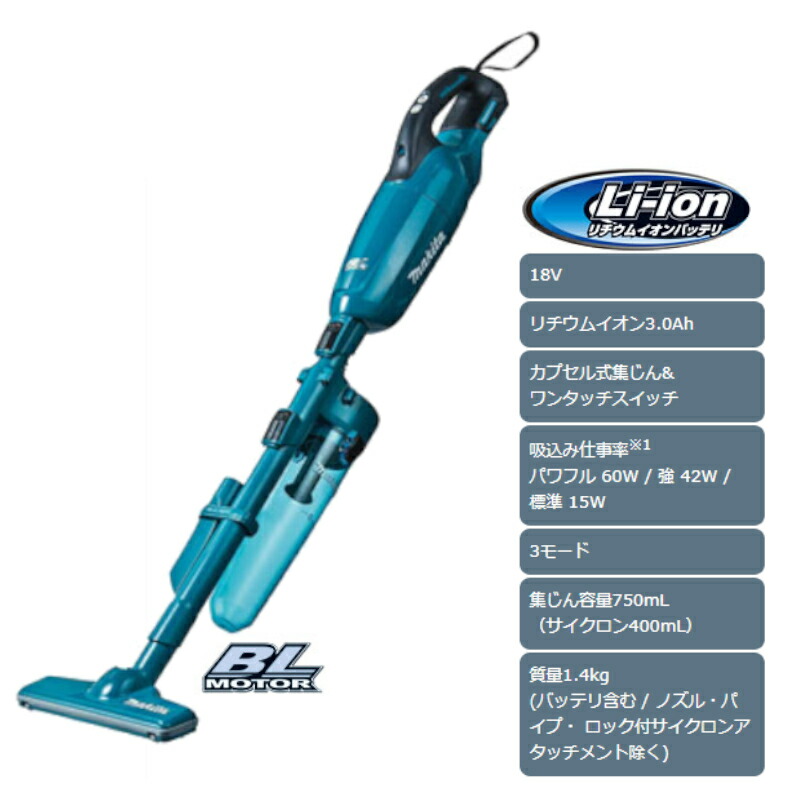 魅了 (マキタ) 充電式クリーナ CL281FDRFC 青 バッテリBL1830B・充電器