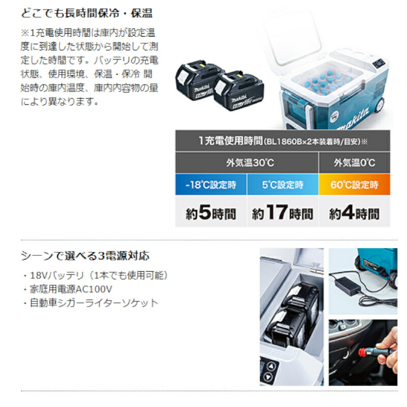 61%OFF!】 マキタ CW180DZ 充電式保冷温庫 車載用ポータブル冷蔵庫 18V 本体 バッテリ1個 BL1860B 充電式ファン  CF102DZ 充電器別売 コードレス fucoa.cl