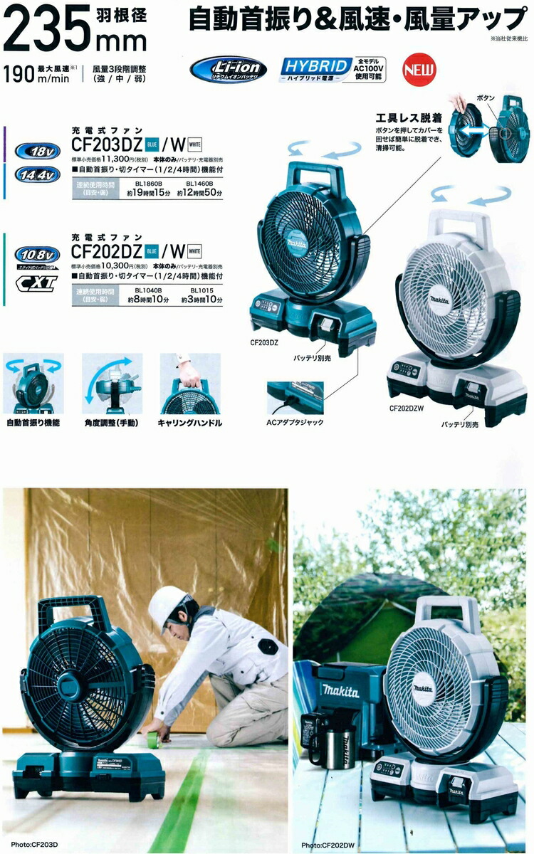 超可爱 マキタ 充電式ファン ＣＦ２０３ＤＺ