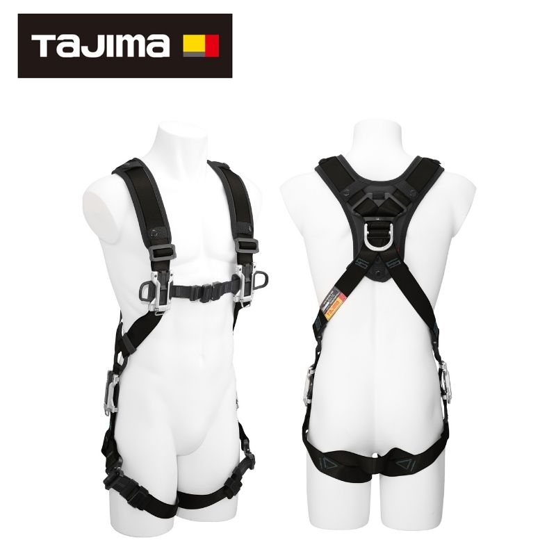 【10日迄 1,000円クーポン配布】TAJIMA(タジマデザイン) A4SFAF-BK セフハーネスA フリーサイズ 黒 ブラック 新規格対応SEGハーネス 縦ベルト用セフホルダー金属4個装備 ◆
