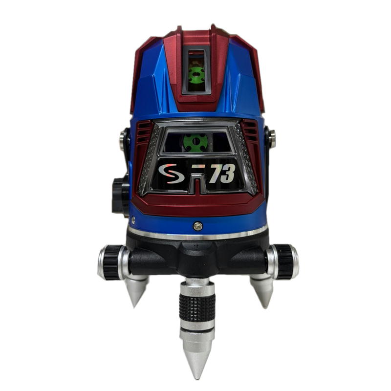 【シマ×テクノ販売】  テクノ販売 S-73B グリーンレーザー墨出し器 ジンバル式 (縦4方向矩・横120°水平ライン・地墨・鉛直十字) ◆