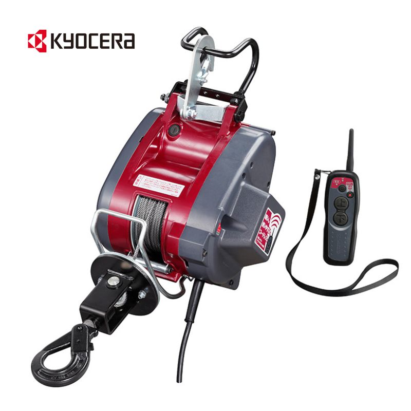 KYOCERA 京セラ(旧リョービ販売) AWIM126RCD コードレスリモコン付きウインチ AC100V 最大吊揚荷重 130kg 揚程20m 無線リモコン1個付き｜島道具