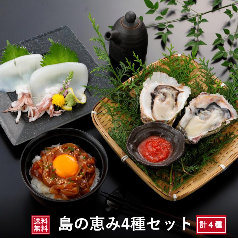 楽天市場 全商品1 000円offセール中 送料無料 島の恵み4種セット生食 岩ガキ 岩がき 牡蠣 生牡蠣 冷凍 いか イカ 剣先イカ 白いか スルメイカ 寒シマメ 肝醤油 島根 隠岐 大きい 新鮮 産地直送 旬 ギフト 贈答用 母の日 父の日 御礼 御返し 島風生活 楽天市場店