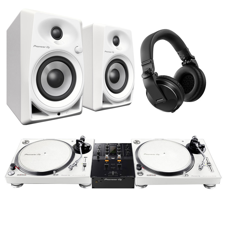 【マラソン期間中 エントリーでさらにP5倍】 Pioneer DJ PLX-500-W + DJM-250MK2(ミキサー) + DM-40D-W(スピーカー)　+ HDJ-X5-K(ヘッドホン) DJセット パイオニア