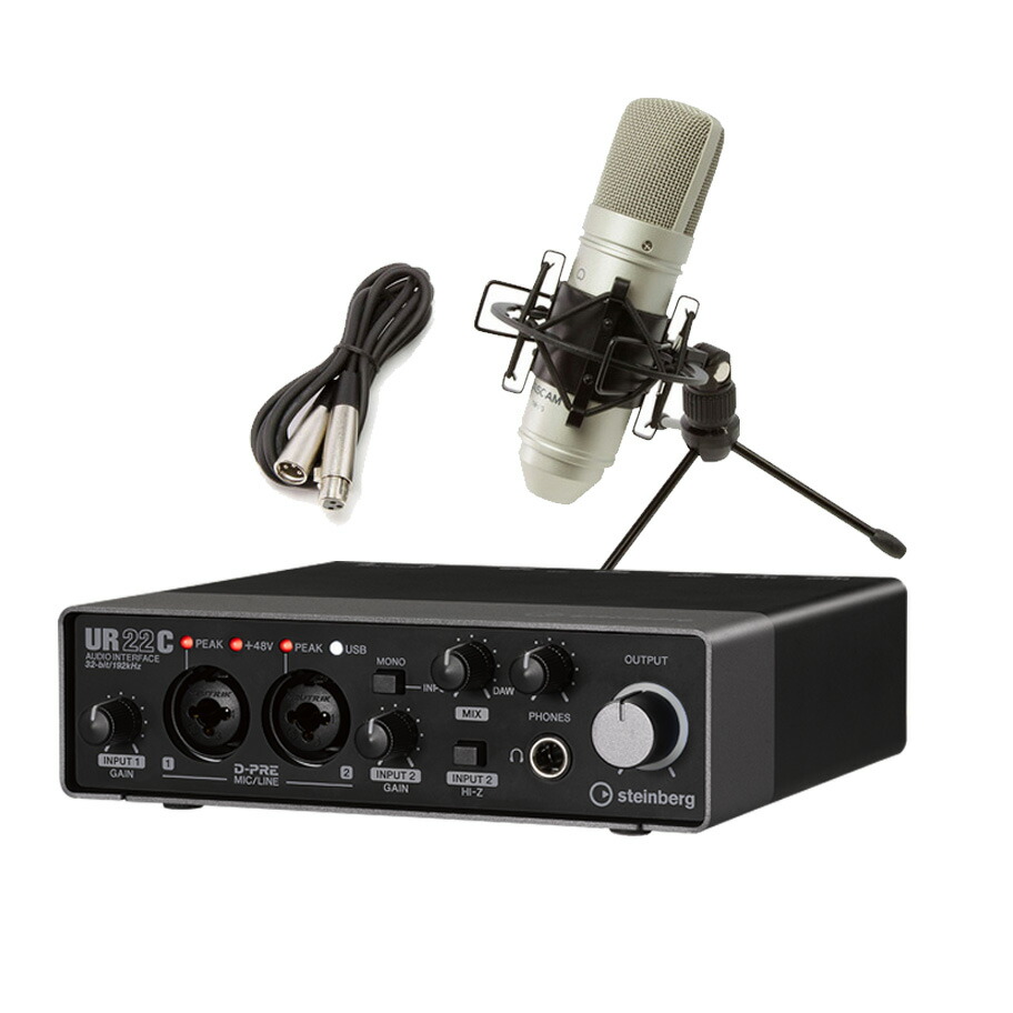 steinberg UR22C TM-80 高音質配信 録音セット TASCAMコンデンサーマイク一式付属 動画配信