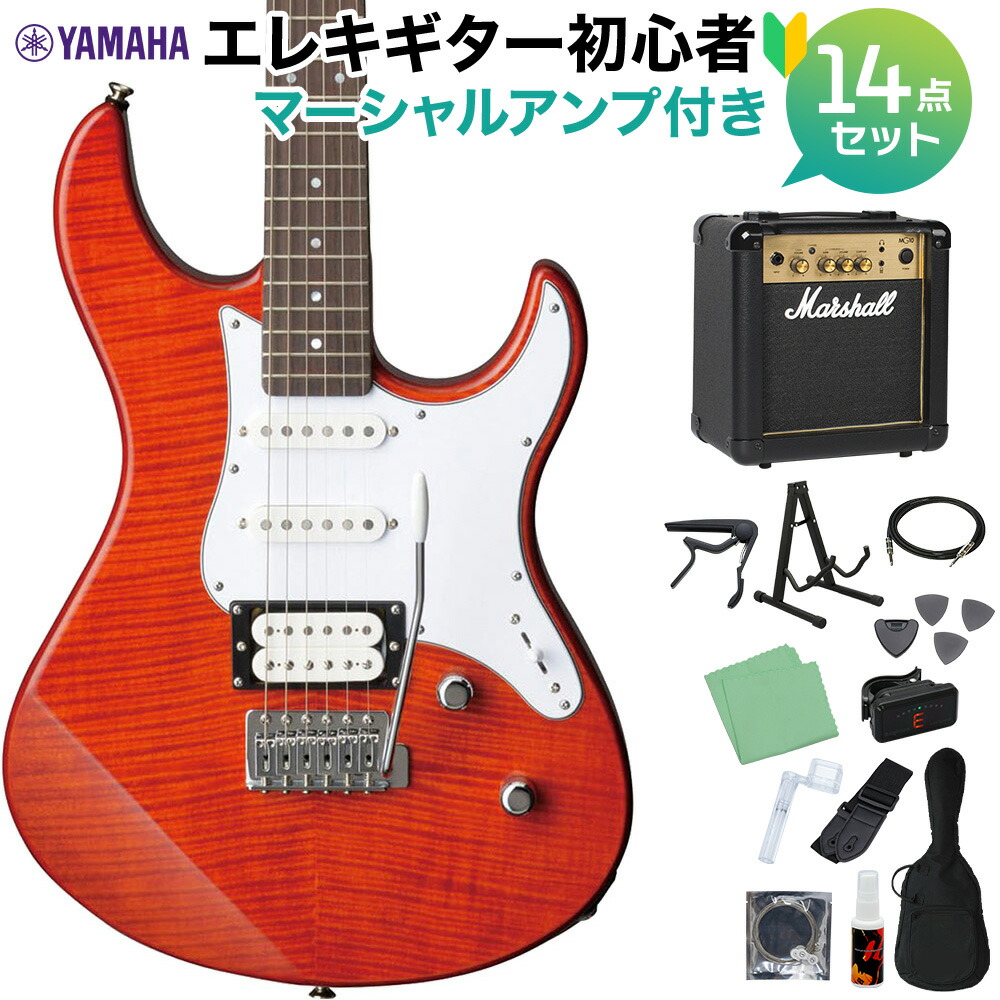 YAMAHA PACIFICA212VFM CMB エレキギター 初心者14点セット 【マーシャルアンプ付き】 キャラメルブラウン ヤマハ パシフィカ 【初心者セット】