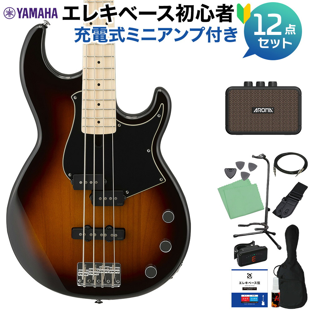 【マラソン期間中 エントリーでさらP5倍】YAMAHA BB434M TBS (タバコブラウンサンバースト) ベース 初心者12点セット 【充電式ミニアンプ付】 メイプル指板 ヤマハ BB400シリーズ Tobacco Brown Sunburst 【初心者セット】|島村楽器