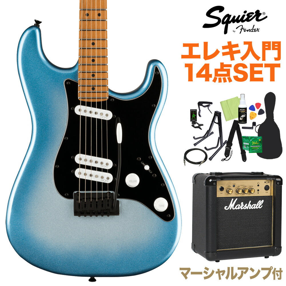 新しい到着 Squier By Fender Cont Strat Sp Rmn Sbm エレキギター初心者14点セット マーシャルアンプ付き ストラトキャラクター スクワイヤー スクワイア W 人気no 1 本体 E Compostela Gob Mx