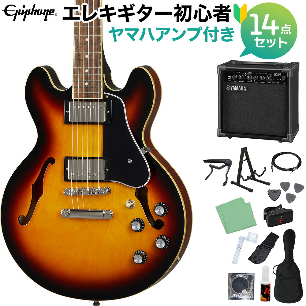 ワンピなど最旬ア Epiphone Es 339 Es339 エピフォン セミアコギター ヤマハアンプ付き 初心者14点セット エレキギター Sunburst Vintage Mt Qbdworks Com