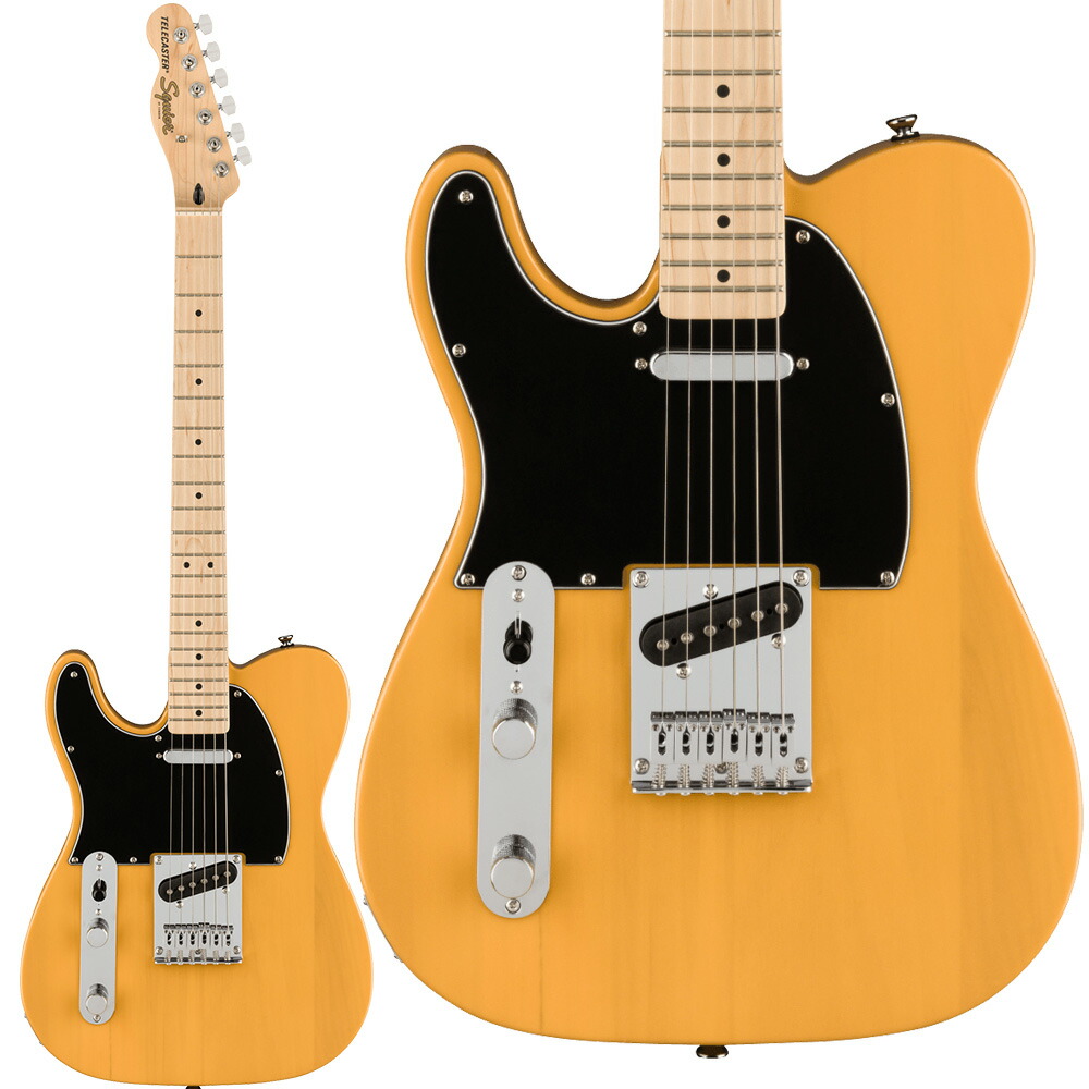 Squier by Fender Affinity Series Telecaster Left-Handed Maple Fingerboard Black Pickguard Butterscotch Blond エレキギター テレキャスター 左利き レフティ