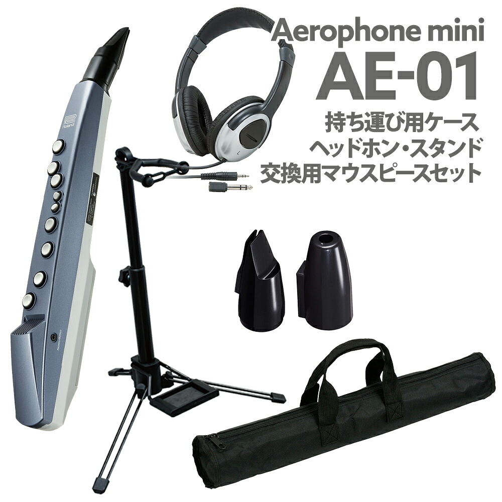 【マラソン期間中 エントリーでさらP5倍】Roland AE-01 ケース ヘッドホン スタンド 交換用マウスピース セット ウインドシンセサイザー ローランド AE01 エアロフォン ミニ｜島村楽器