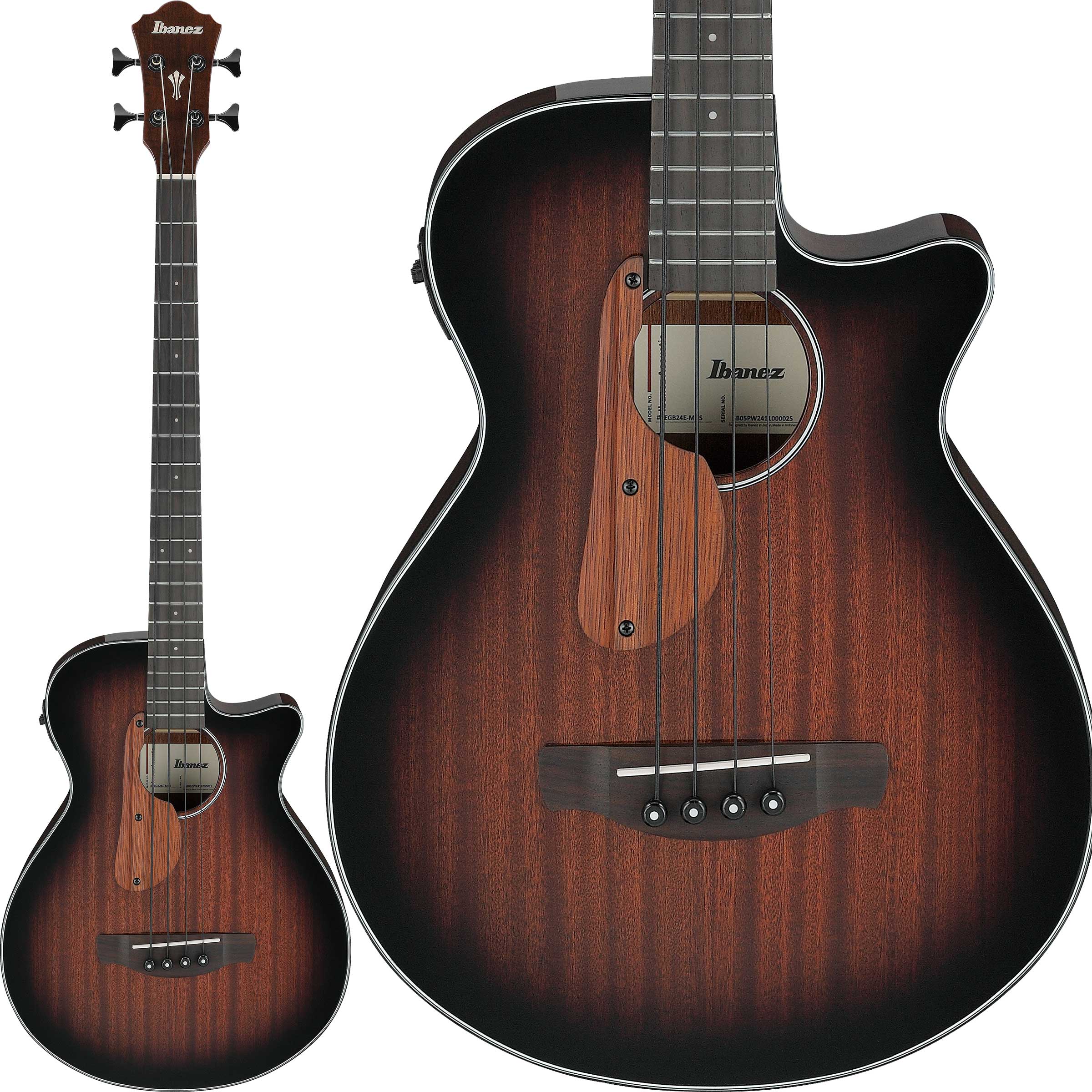 Ibanez AEGB24E MHS (Mahogany Sunburst High Gloss) エレアコベース ソフトケース付属 アイバニーズ
