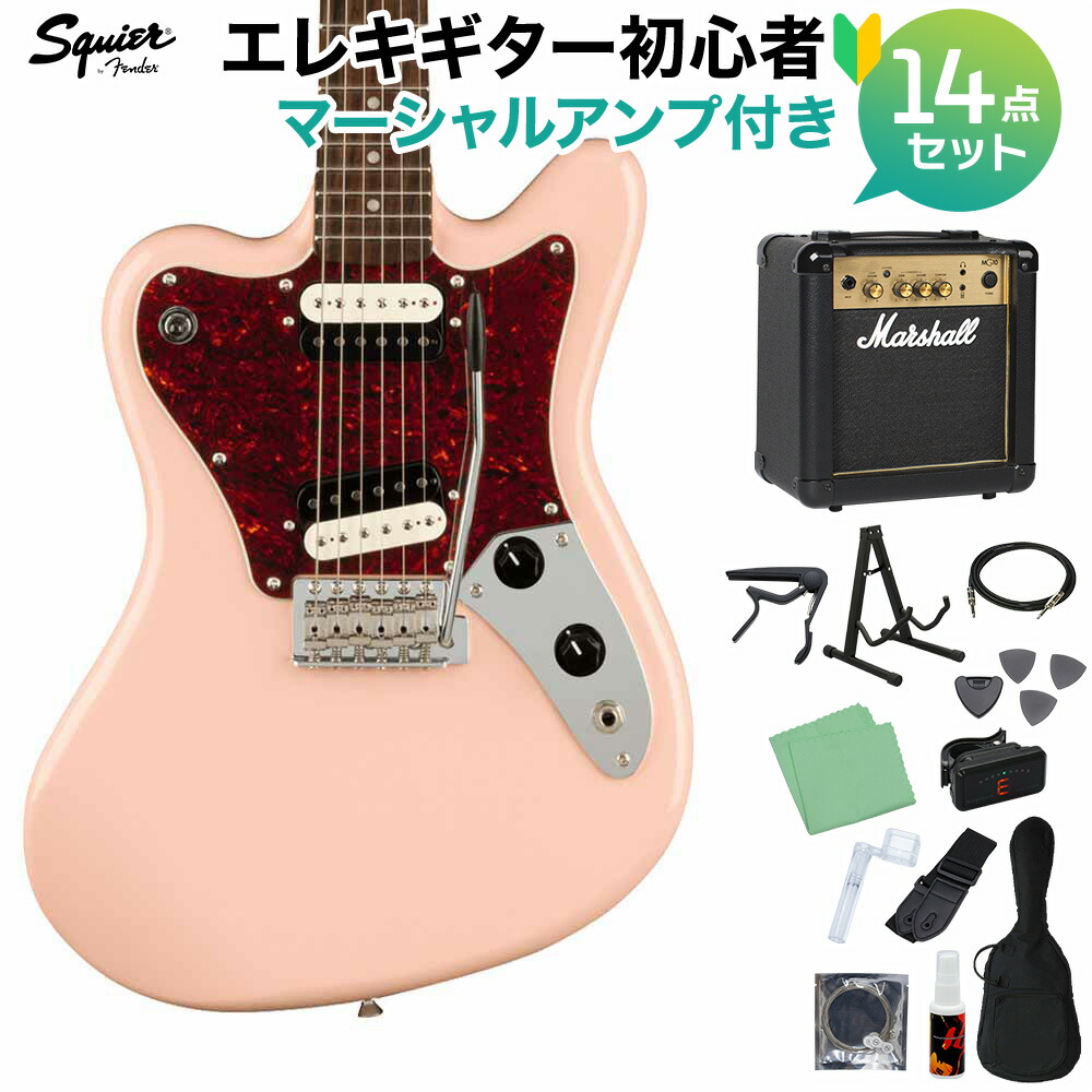 絶妙なデザイン Squier by Fender Paranormal Super-Sonic Laurel Fingerboard  Tortoiseshell Pickguard Shell Pink エレキギター初心者14点セット スーパーソニック fucoa.cl