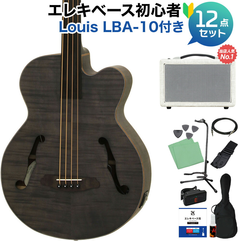 ARIA FEB-F2 FL Stain Black ベース 初心者12点セット フレットレス