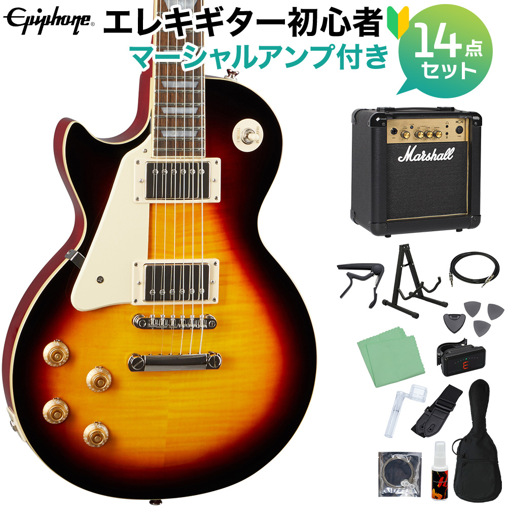 あす楽対応 Epiphone Les Paul Standard 50s Lefthand Vintage Sunburst エレキギター 初心者14点セット マーシャルアンプ付き レスポールスタンダード Fucoa Cl