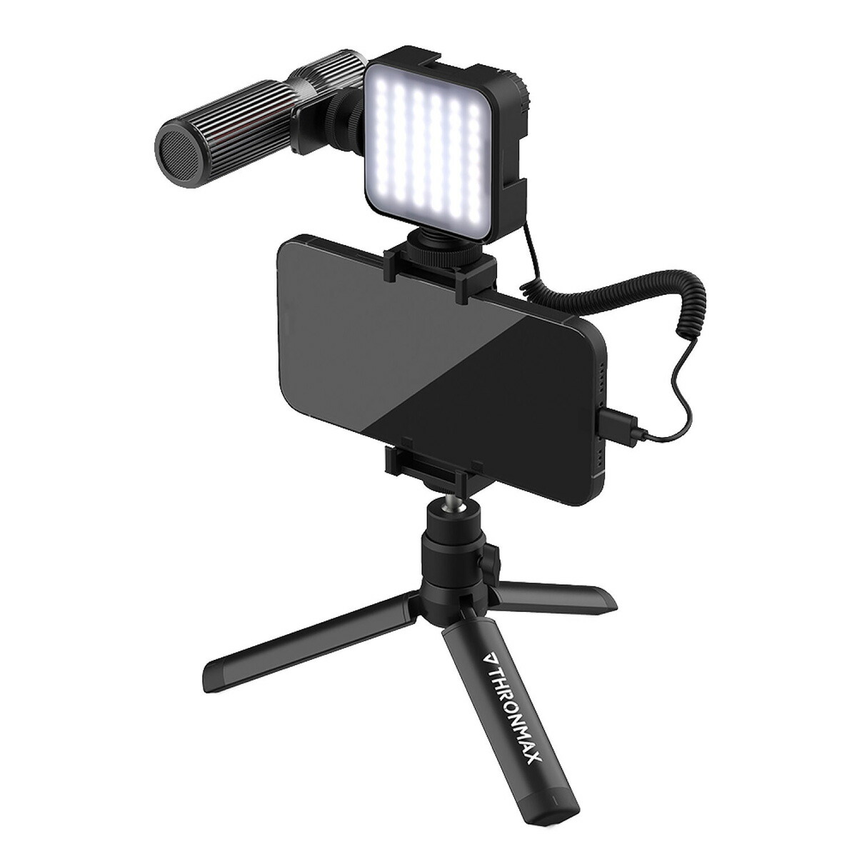THRONMAX C1P -STREAM MIC SHOTGUN MIC PRO VLOGGER KIT- 照明付き スマホ用配信向けマイク