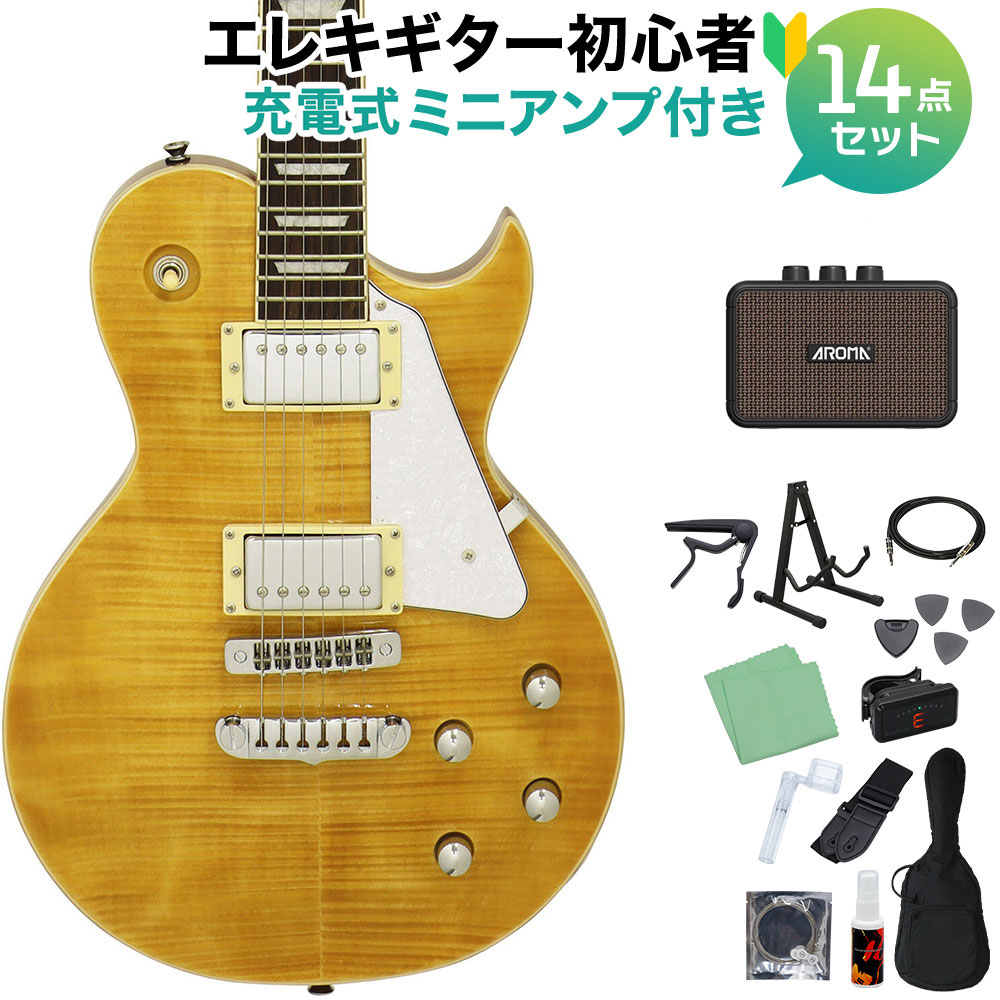 【マラソン期間中 エントリーでさらP5倍】AriaProII PE-AE200 YG エレキギター初心者14点セット【充電式ミニアンプ付き】 レスポールタイプ イエローゴールド アリアプロ2 PEAE200 【初心者セット】｜島村楽器
