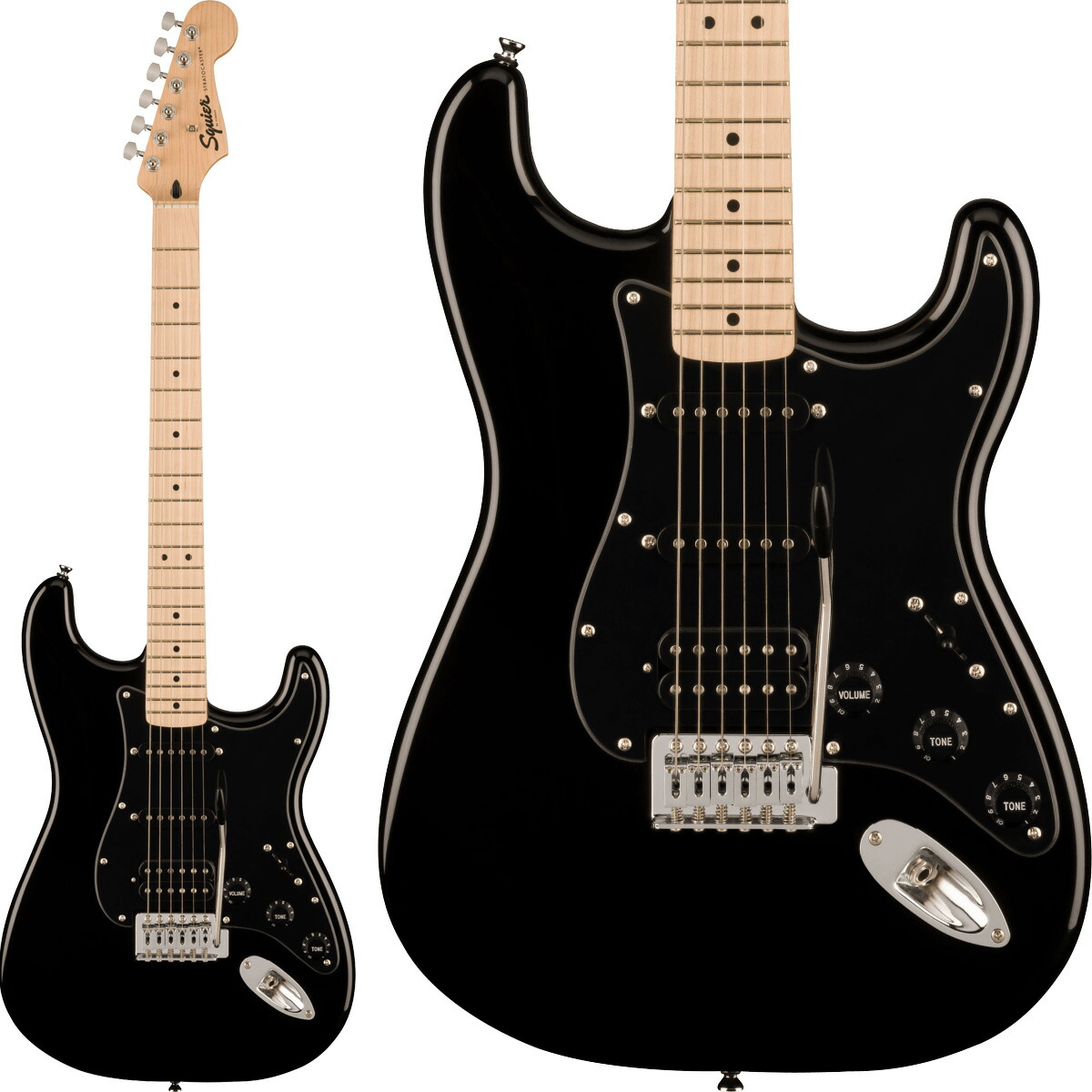 Squier エレキギター ブラック　スクワイヤ型ストラトキャスター Amazon | Squier by Fender SONIC STRATOCASTER HSS Black