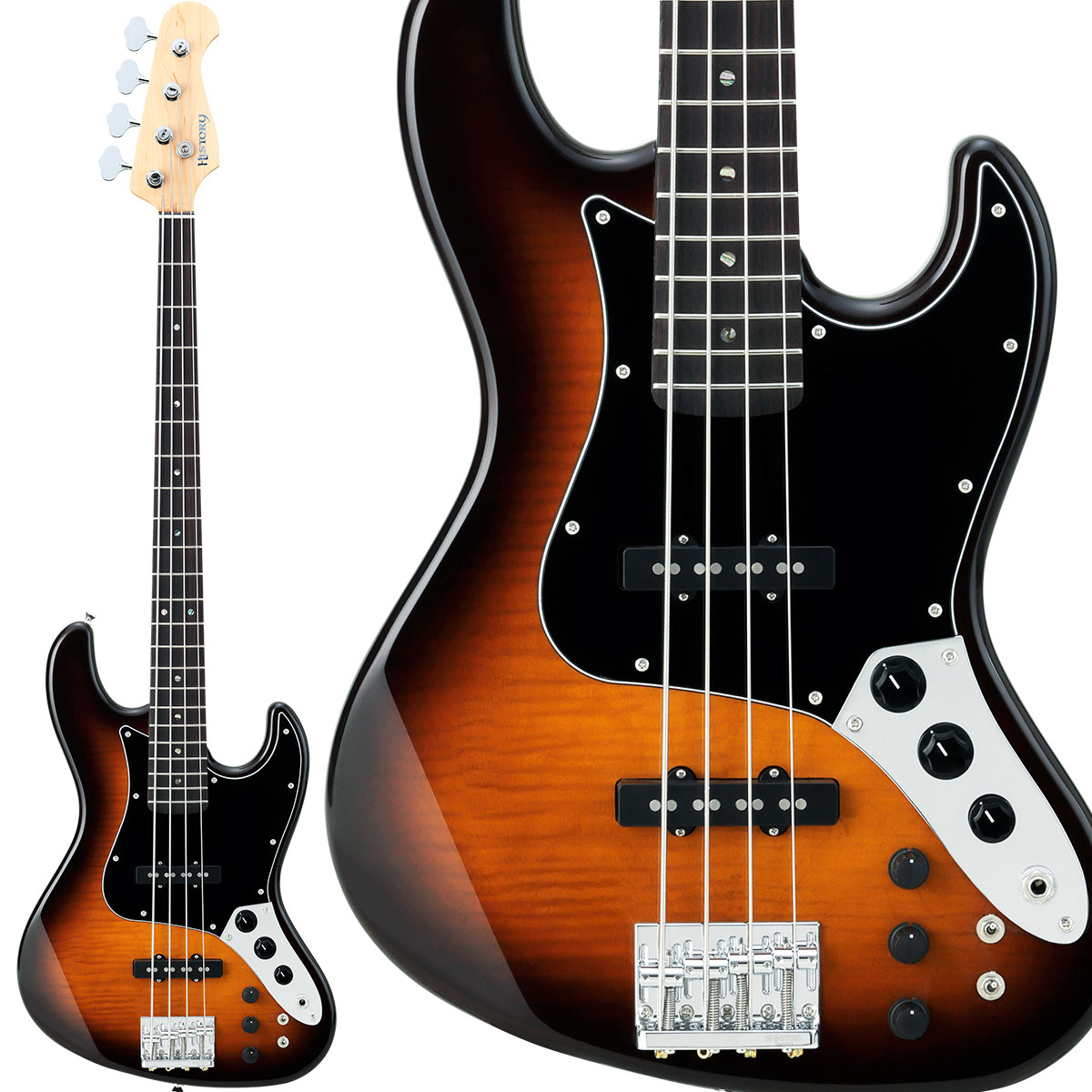 【マラソン期間中 エントリーでさらP5倍】【純国産ギター】 HISTORY HBA-Advanced Vintage Sunburst エレキベース ジャズベースタイプ ヒストリー 3年保証 日本製|島村楽器