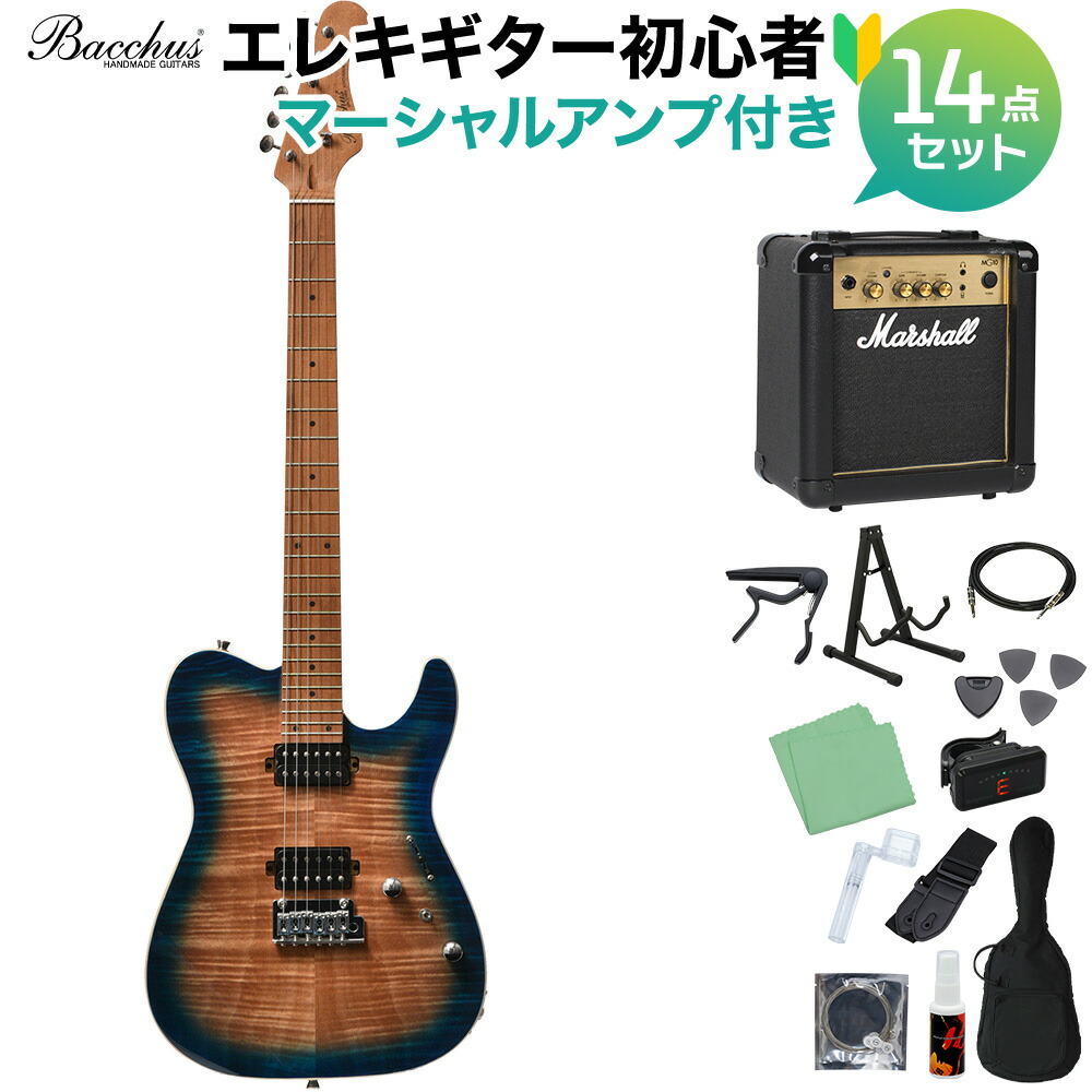 【マラソン期間中 エントリーでさらP5倍】Bacchus TAC24 FMH-RSM/M N-BL-B エレキギター初心者14点セット【マーシャルアンプ付き】 テレキャスタイプ ユニバースシリーズ バッカス 【初心者セット】|島村楽器