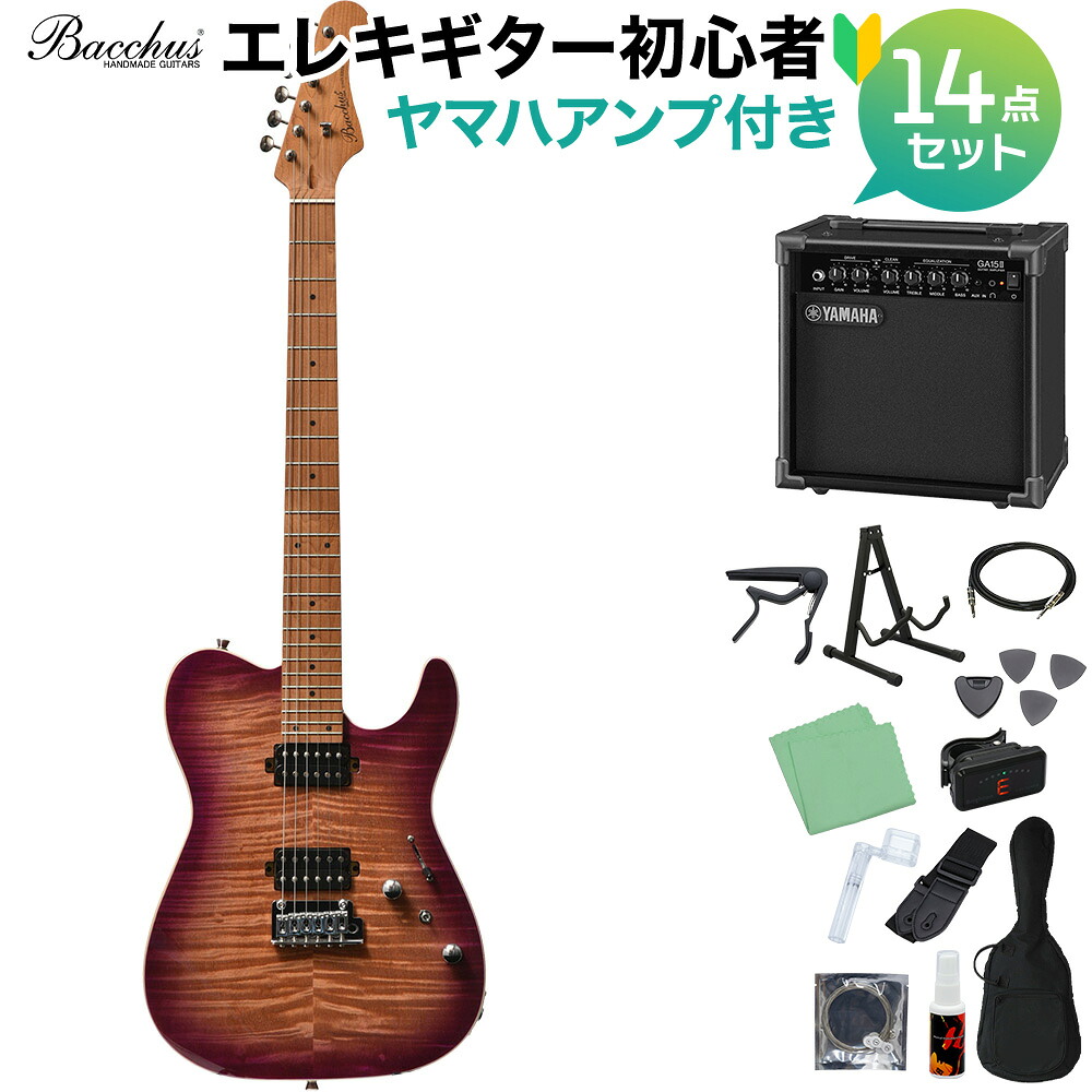 【マラソン期間中 エントリーでさらP5倍】Bacchus TAC24 FMH-RSM/M N-MGT-B エレキギター初心者14点セット 【ヤマハアンプ付き】 テレキャスタイプ ユニバースシリーズ バッカス 【初心者セット】｜島村楽器