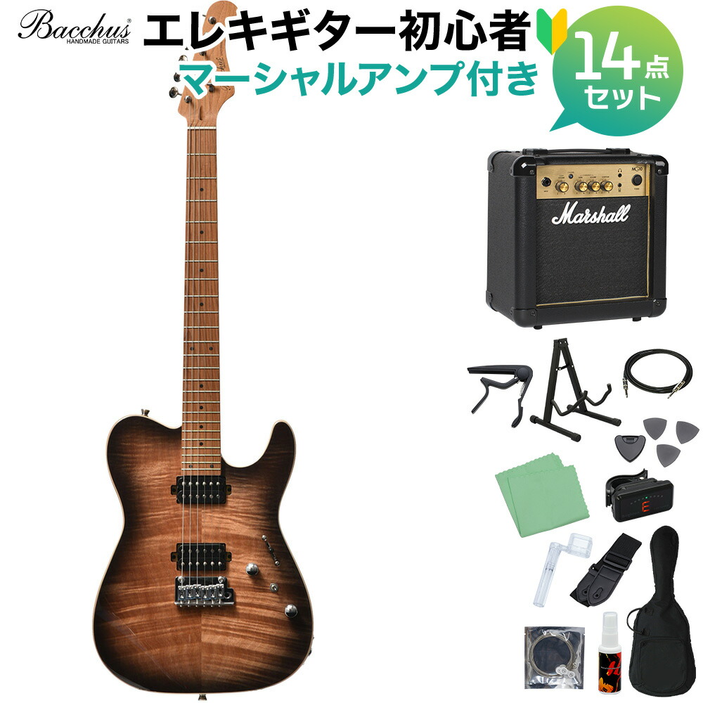【マラソン期間中 エントリーでさらP5倍】Bacchus TAC24 FMH-RSM/M N-BK-B エレキギター初心者14点セット【マーシャルアンプ付き】 テレキャスタイプ ユニバースシリーズ バッカス 【初心者セット】｜島村楽器 36,459円