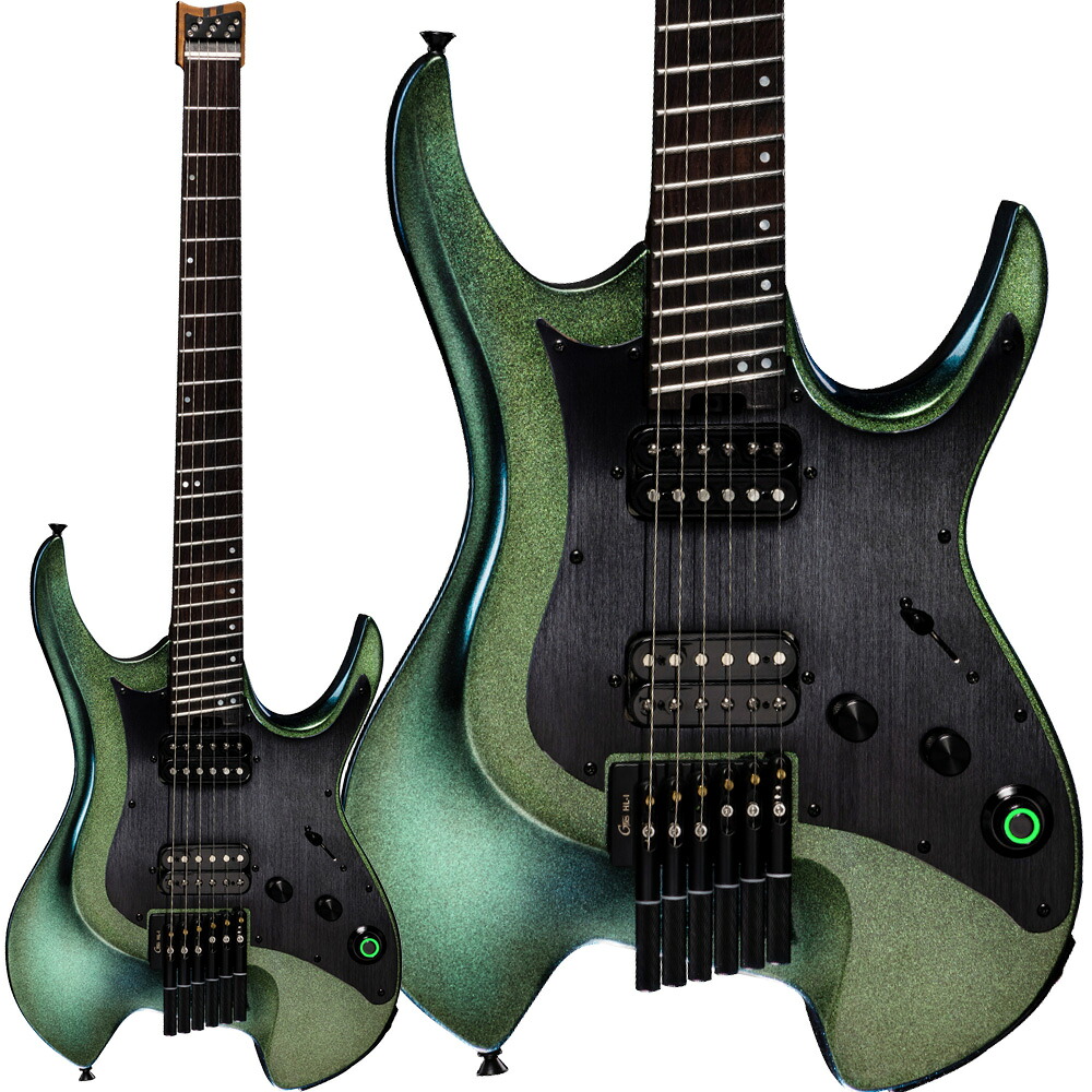 【マラソン期間中 エントリーでさらP5倍】MOOER GTRS W900 Aurora Green エレキギター ワイヤレス搭載 エフェクト内蔵 ヘッドレス オーロラグリーン ムーア｜島村楽器