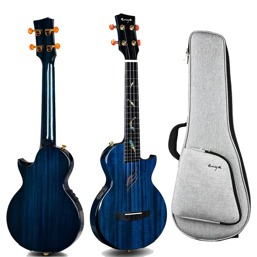 【マラソン期間中 エントリーでさらP5倍】【国内正規品】 ENYA Feather Mahogany Blue (ブルー) テナーウクレレ エレキウクレレ エフェクト内蔵 マホガニーオール単板 ギグケース付属 エンヤ EUT-Feather/EQ|島村楽器