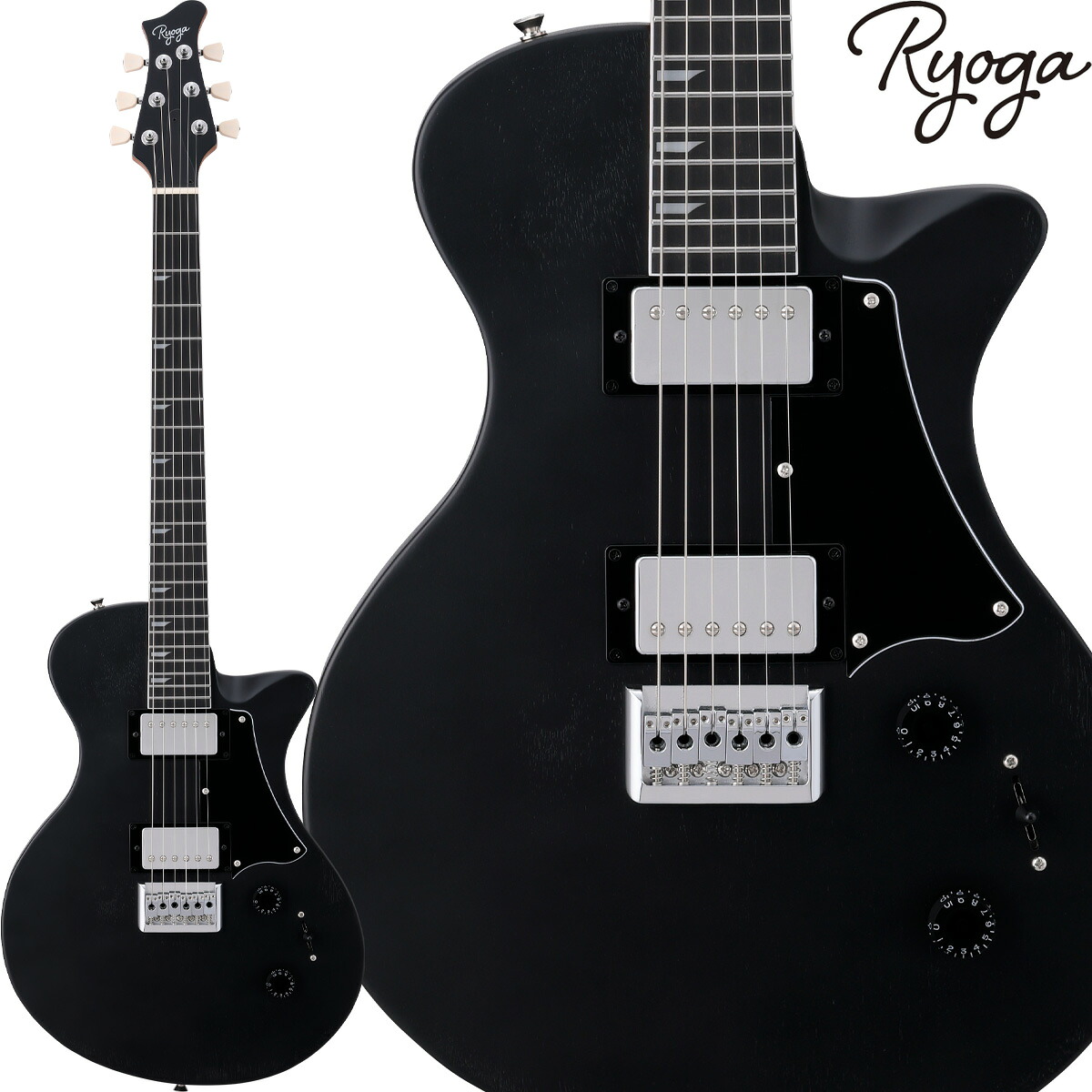 【新価格!!】 Ryoga HORNET Open Pore Black エレキギター ハムバッカー ベイクドメイプルネック リョウガ