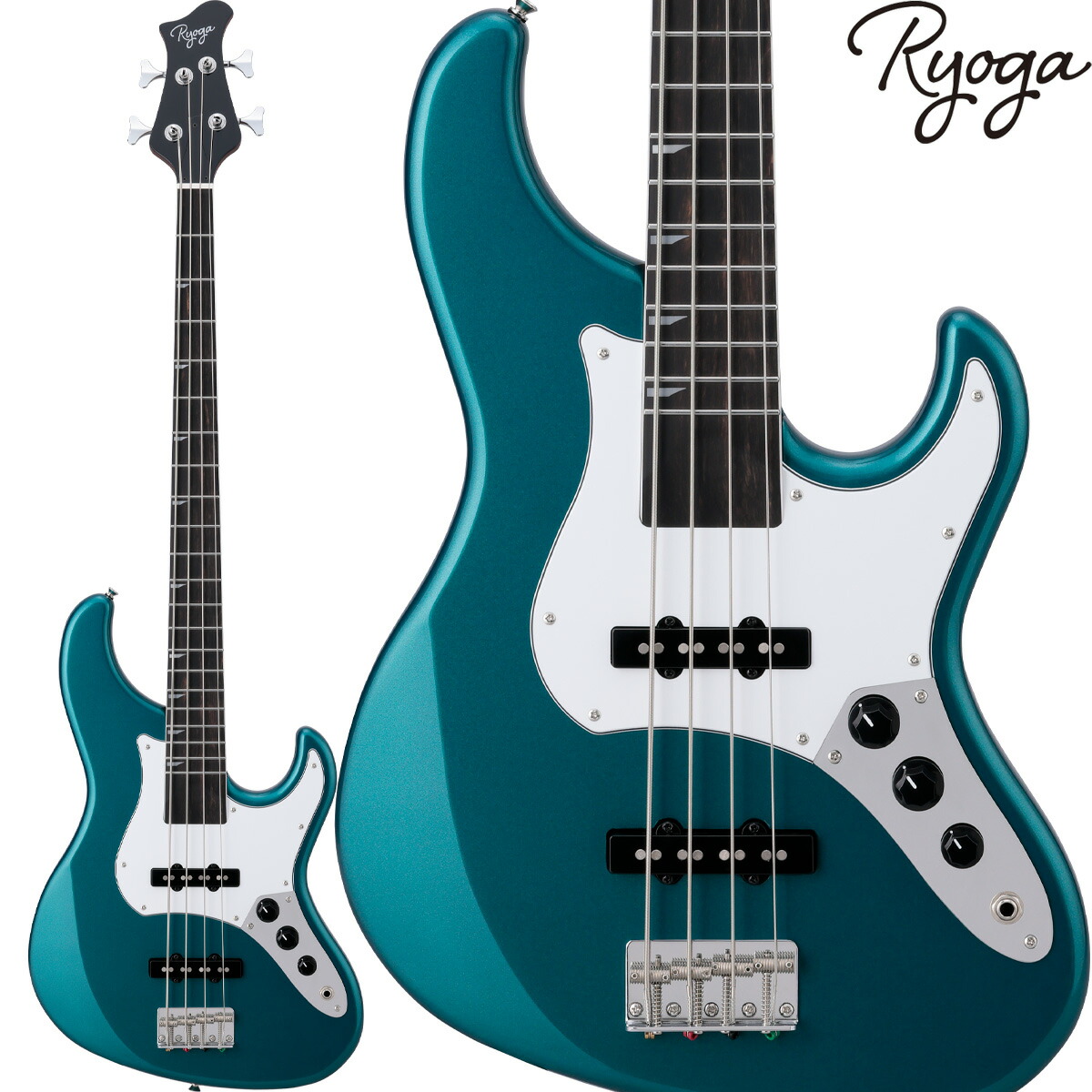 【新価格!!】 Ryoga VAL-BASS Ocean Turquoise Blue エレキベース ジャズベースタイプ ベイクドメイプルネック リョウガ