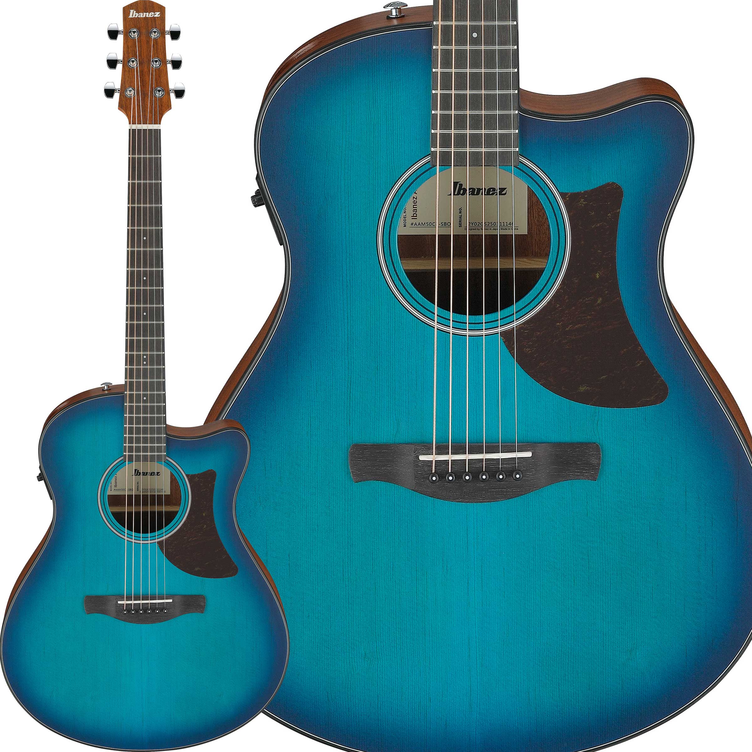 【マラソン期間中 エントリーでさらにP5倍】 Ibanez AAM50CE SBO (Sapphire Blue Burst Open Pore) エレアコギター ソフトケース付属 アイバニーズ