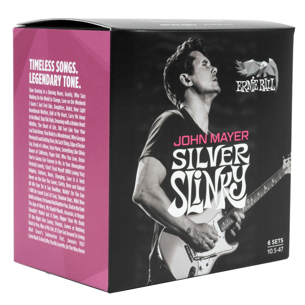 【マラソン期間中 エントリーでさらにP5倍】【限定品】 ERNiE BALL シルバースリンキー ニッケルワウンド 10.5-47 エレキギター弦 6セットパック ジョン・メイヤー 特製箱 アーニーボール PO3817