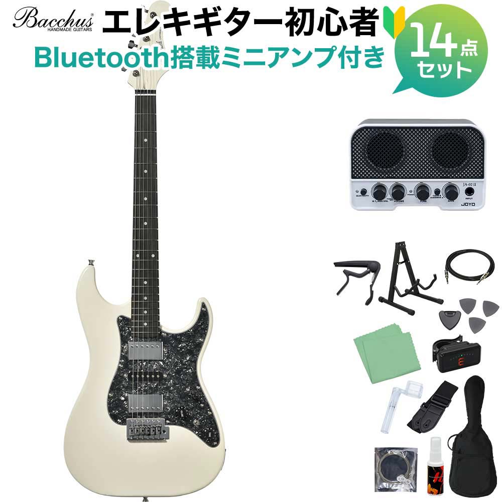 【One Day Guitar Show2025】 Bacchus GS-4DX RSM/P PWHMH エレキギター初心者14点セット 【Bluetooth搭載ミニアンプ付き】 ユニバースシリーズ バッカス