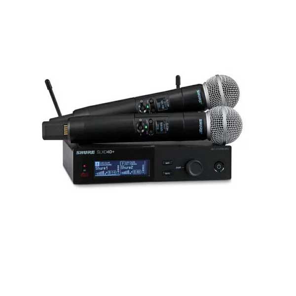 【マラソン期間中 エントリーでさらにP5倍】 SHURE SLX-D+ ハンドヘルド型送信機SM58 x2 デュアル受信機 x1 セット ワイヤレスシステム SLXD+シリーズ シュア SLXD24D+J/58-JB