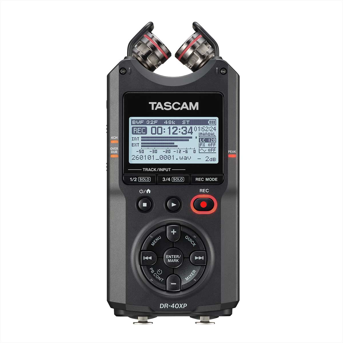 TASCAM DR-40XP ポータブルレコーダー 可動式マイク　XLR/TRS入力搭載 32ビットフロート録音対応 4ch タスカム DR40XP【予約受付中：2026年4月25日発売予定】