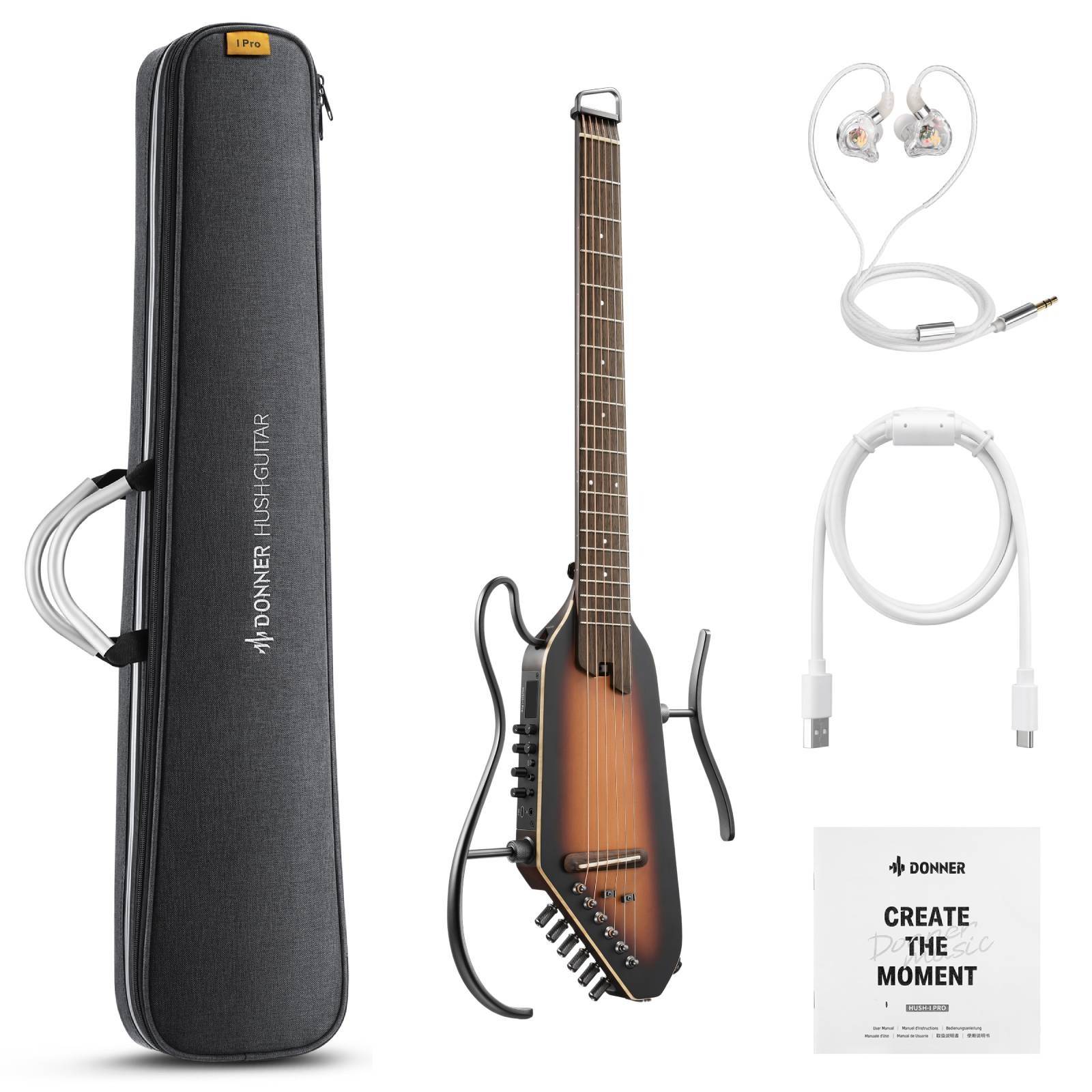 【アウトレット特価】 Donner HUSH-I Pro Sunburst サイレントアコースティックギター エフェクト内蔵 USB充電バッテリー搭載 イヤホン対応 ドナー|島村楽器
