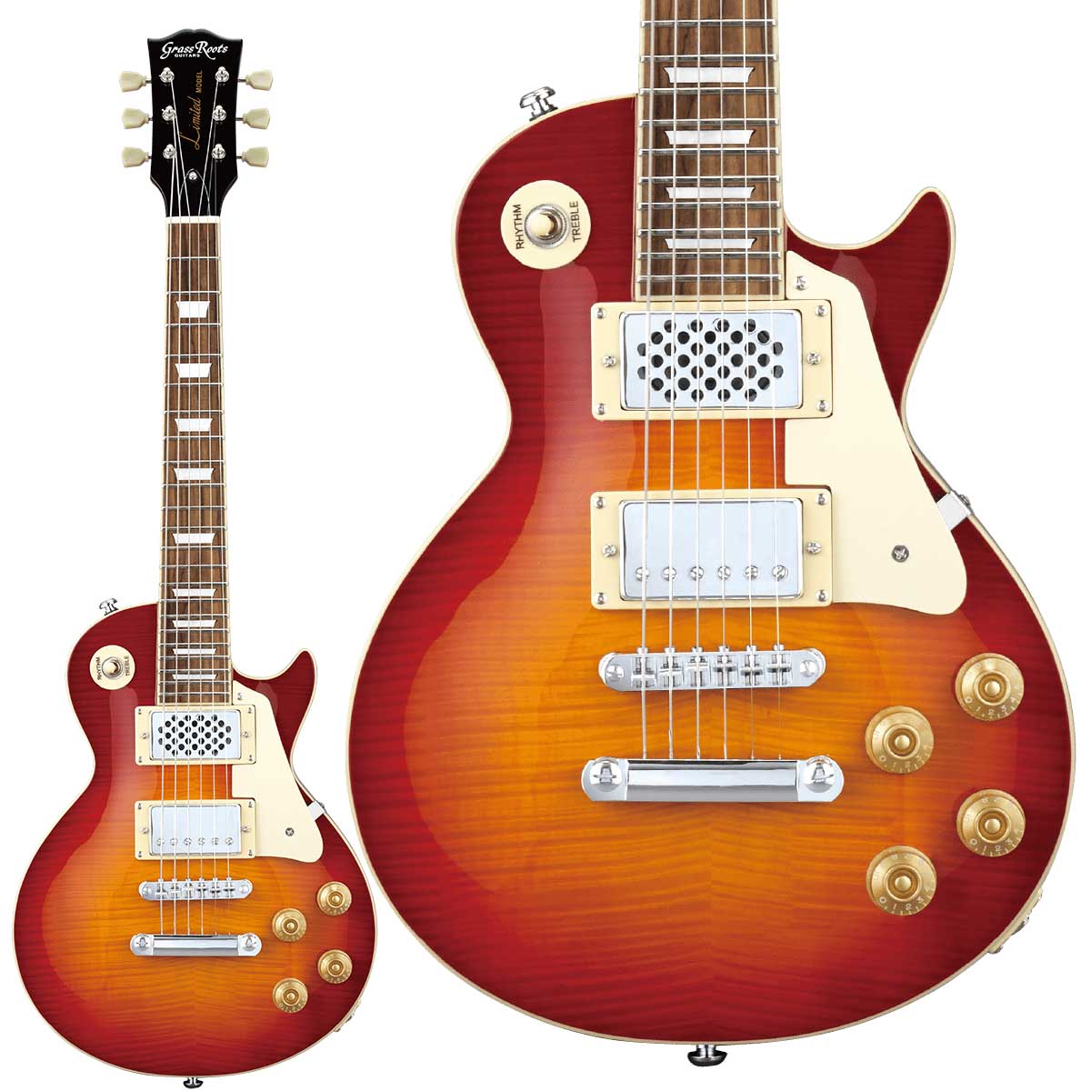 【マラソン期間中 エントリーでさらP5倍】GrassRoots G-LPS-MINI Cherry Sunburst (チェリーサンバースト) エレキギター ミニギター スピーカー内蔵 グラスルーツ|島村楽器