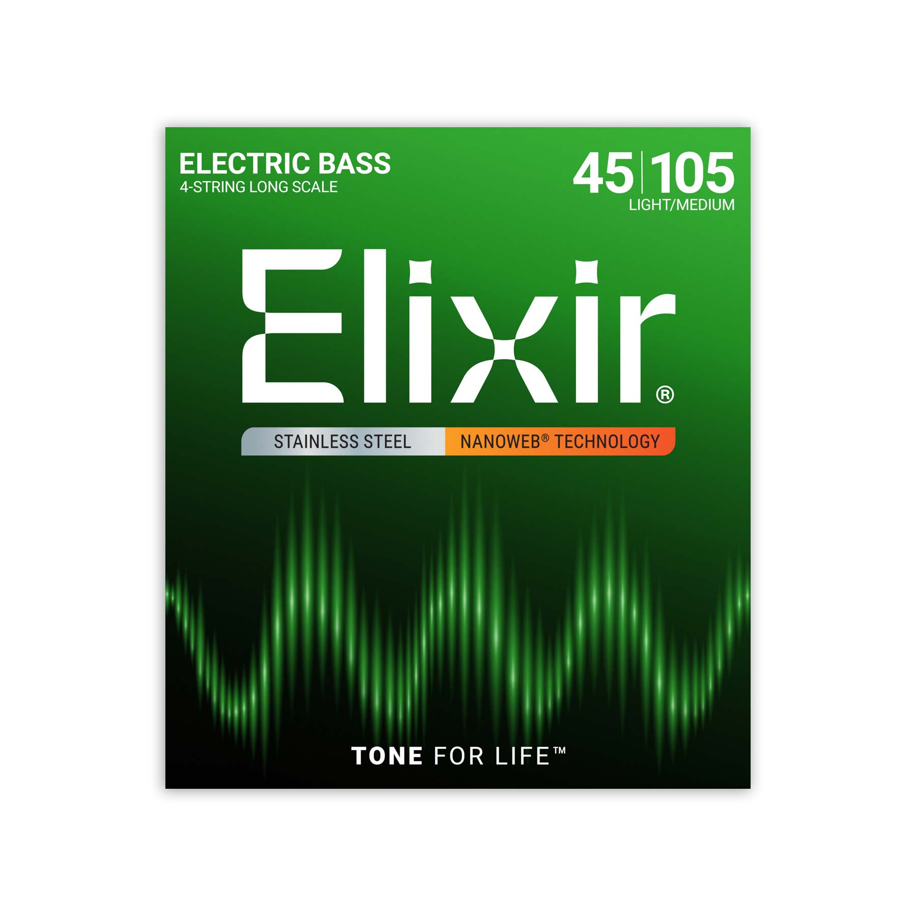 【マラソン期間中 エントリーでさらにP5倍】 Elixir NANOWEB ステンレススチール 45-105 ライトミディアム #14677 エリクサー エレキベース弦 4弦用
