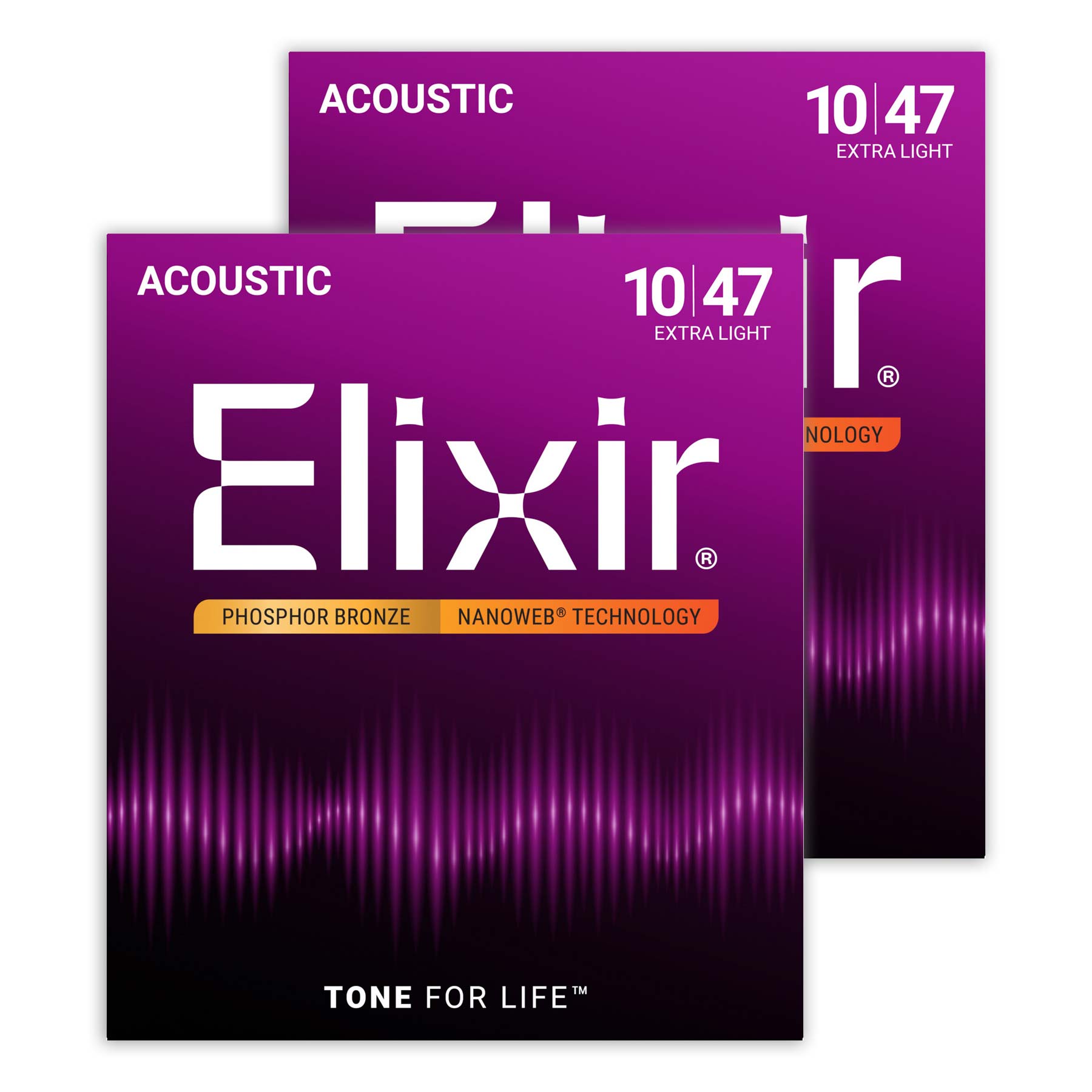 Elixir NANOWEB フォスファ―ブロンズ 10-47 エクストラライト 2セット #16002 エリクサー アコースティックギター弦 お買い得な2パック