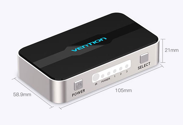 VENTION 3 In 1 Out HDMI Switcher Gray Metay Type ベンション AF-2403