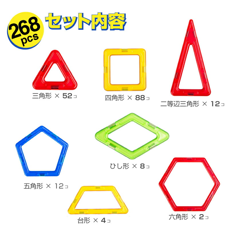 マグプレイヤー Magplayer 268ピース 想像力 磁石 パズル ギフト プレゼント クリスマス 知育玩具 おもちゃ箱 ケース付き 誕生日 こどもの日 ボックス ブロック マグネットブロック 創造力を育てる知育玩具 予防 収納 フルパーツセット