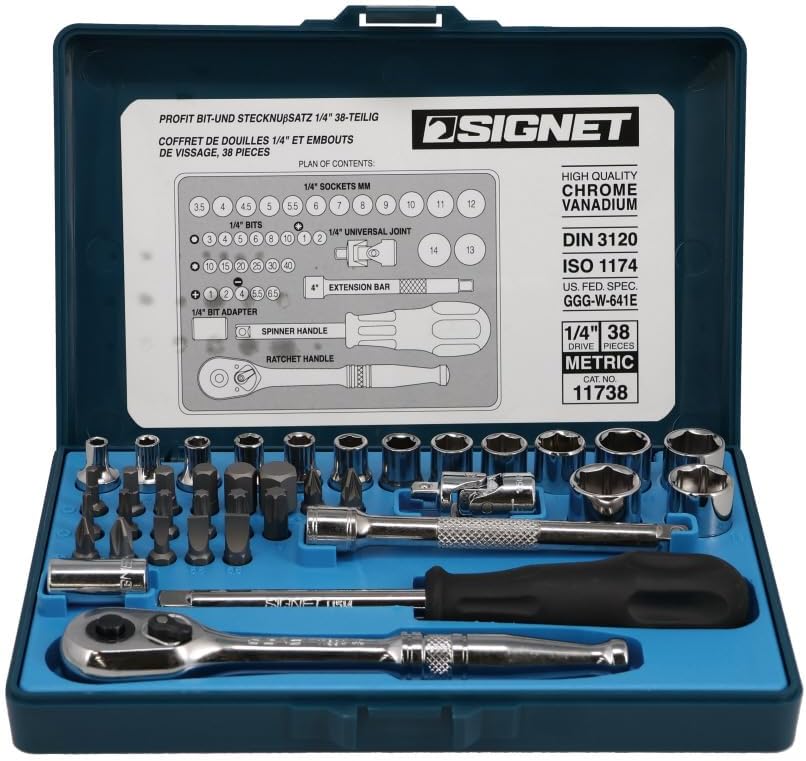 SIGNET(シグネット) 1/4ドライブ 38PC MM ソケットレンチセット 11738|PFPセレクト店