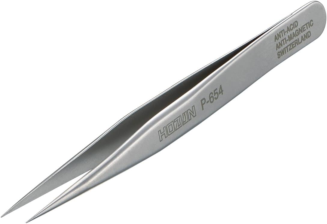 ホーザン(HOZAN) ピンセット 精密型 完全非磁性 全長90mm 開き幅6mm 先端幅0.2mm ショートタイプ P-654