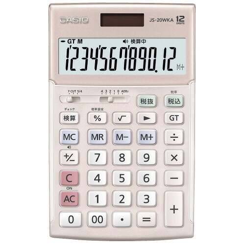 カシオ計算機 実務電卓検算ＪＳ-２０ＷＫＡ-ＰＫ-Ｎ　ジャスト１２桁｜ジムエール　店