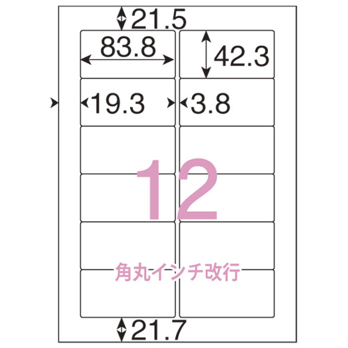スマートバリュー ＯＡラベルレーザー用ＳＥ　５００枚　１２面Ｃ　Ａ１２５Ｊ