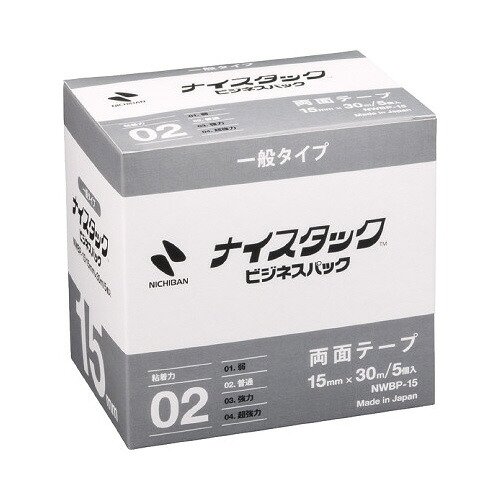ニチバン ナイスタック ビジネスパック 再生紙両面テープ15mm×30m 5巻入 NWBP-15 グリーン購入法適応 ★10個パック|ジムエール 店