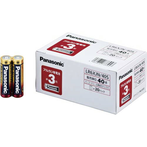 Panasonic アルカリ乾電池 業務用パック 単3形 40本入 LR6XJN/40S グリーン購入法適応 ★10個パック｜ジムエール　店 17,886円