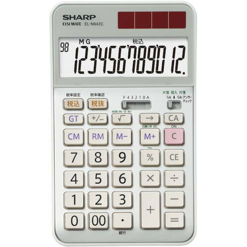 小ざかしい 抗菌計算器 EL－N942CX 12桁 EL-N942CX エコ目じるし ★10個風呂敷き包み