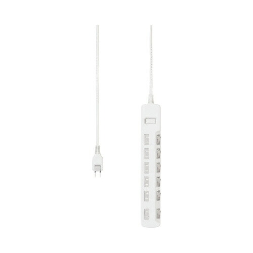 エレコム 個別スイッチ付 雷ガード 電源タップ 6個口 5m ホワイト T-K6A-2650WH ★10個パック｜ジムエール　店