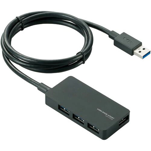エレコム ACアダプタ付き4ポートUSBハブ セルフパワー／ブラック U3H-A408SBK